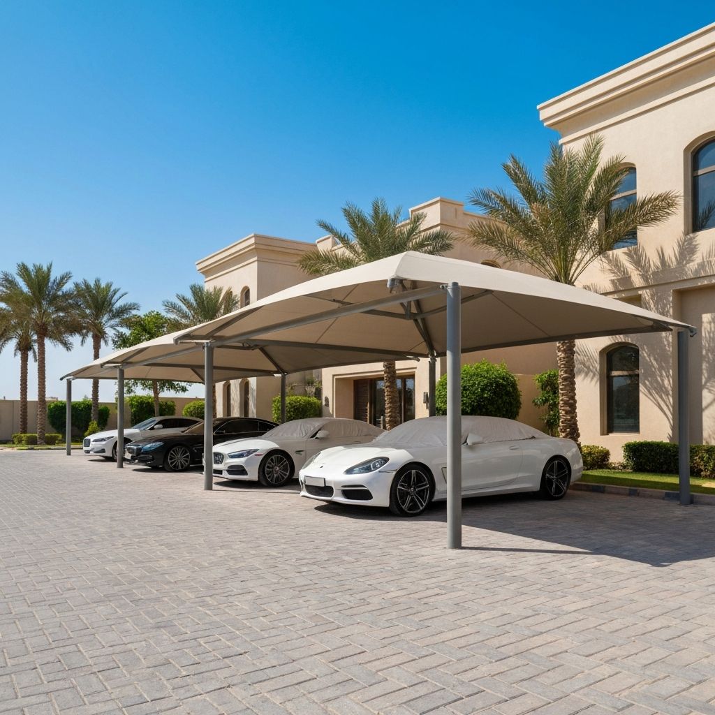 مظلات سيارات PVC لمواقف فيلا في الرياض