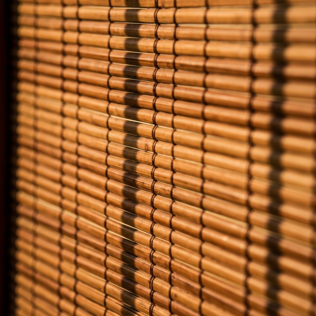 تفاصيل خامة شيش حصيرة بامبو طبيعي بألوان دافئة