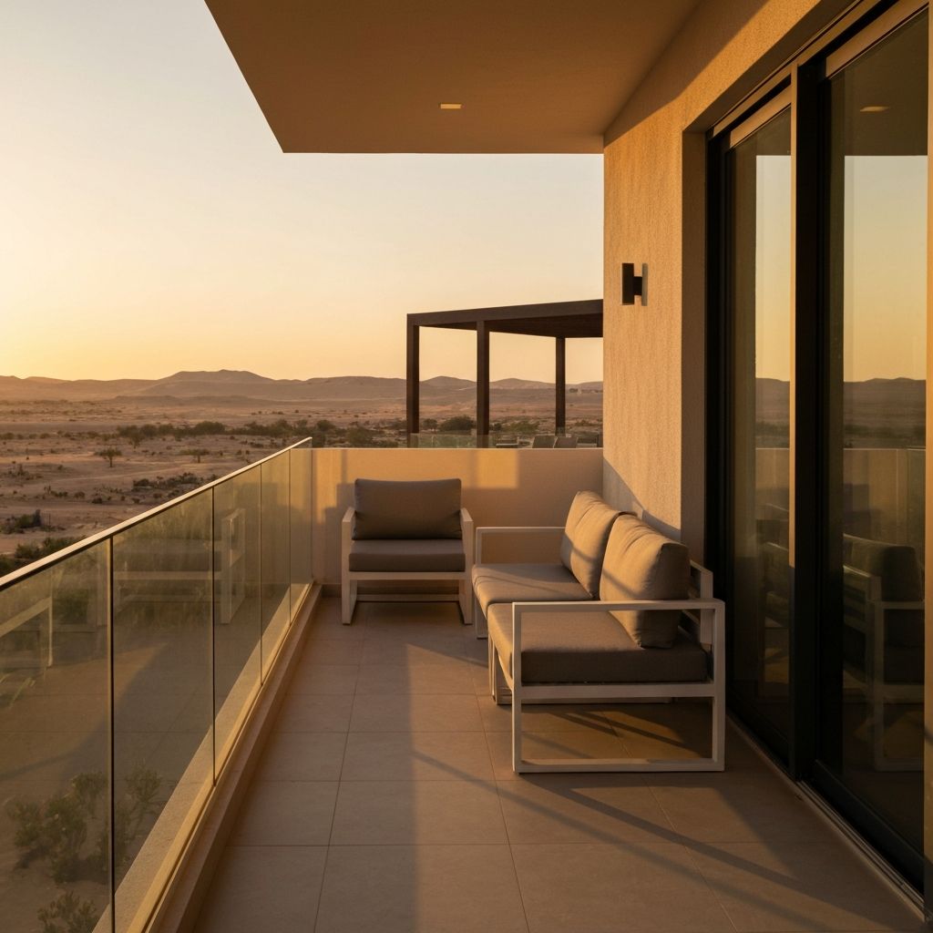 شيش حصيرة بلاستيك UPVC أبيض على بلكونة فيلا حديثة